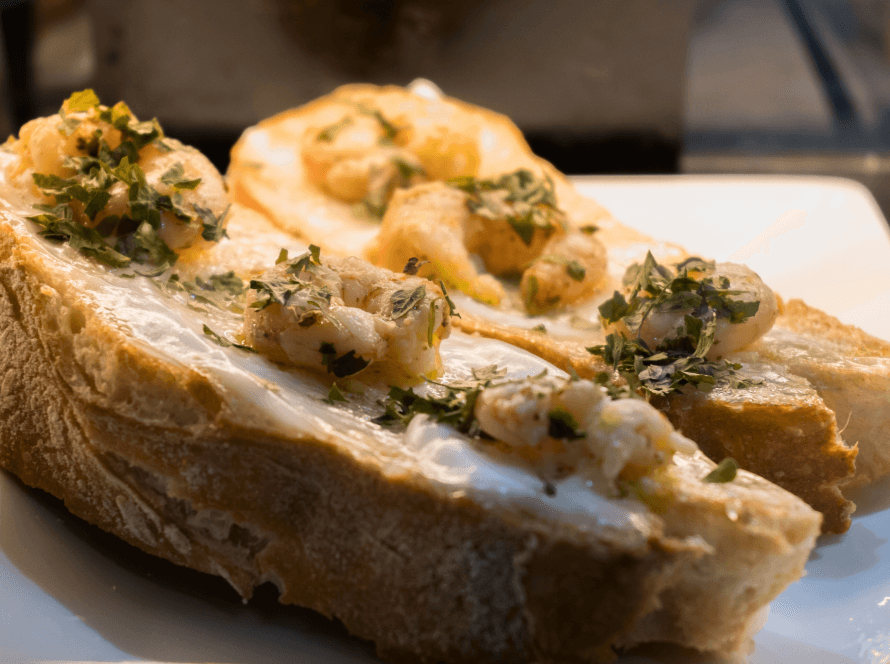 tosta de gambas